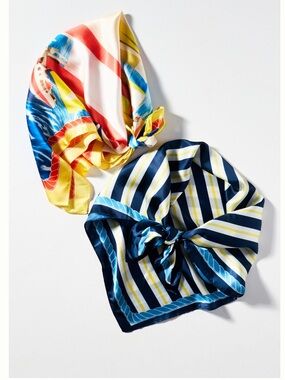 ⛵️Anthropologie Silky Head Hair Scarf Set of Scarves New Sailboat Nautical